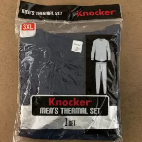Knocker 731341217702 Mens Size 3xl 50-52 Inch Navy Blue 2 Piece Top And Bottom Thermal Set Nwt