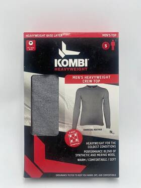 Kombi 720074045096 Mens Heavyweight Base Layer Top Small Gray