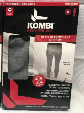 Kombi 720074045140 Heavyweight Mens Base Layer Pant Small Gray