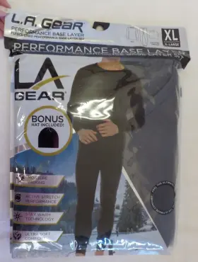 L.a. Gear 810135657174 Men Base Layer Set Hat Size Xl Nip Grey Cotton Bl Moisture Wicking