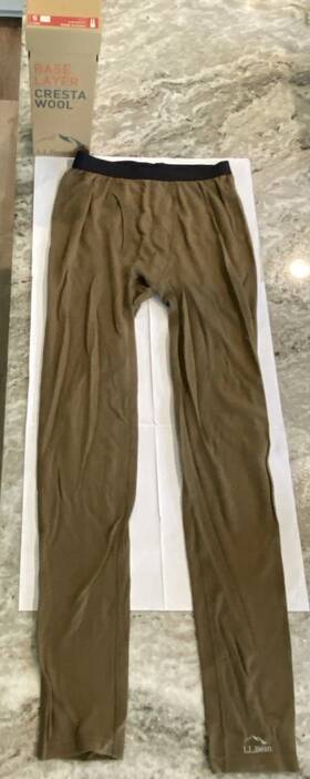 L.l. Bean 296616 Ll Men Base Layer Cresta Wool Midweight Pant Small Dark Olive New