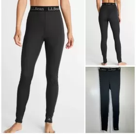 504947 L.l. Bean Women S Lightweight Base Layer Thermal Bottom Black Pants Size Small