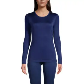 Lands End 194742966851 Women Silk Interlock Thermal Long Underwear Top Base Layer Large Blue