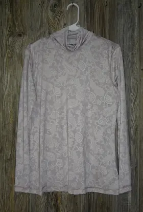 512382 Lands End Thermaskin Paisley Turtleneck Thermal Base Layer Mulberry Large 14-16