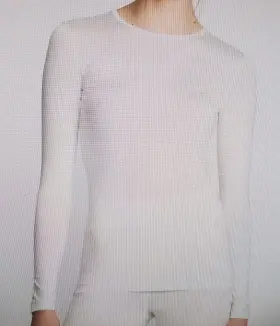 Lands End 886590001111 Nip Womens Thermal Heat Long Sleeve Crewneck Top Sz Medium 10/12 Ivory New