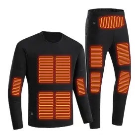 Langwei 644342120810 Mens Heated Thermal Underwear Set Soft Fleece Lined Washable Usb Electric He