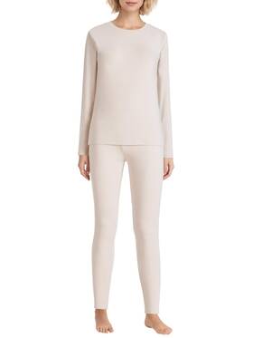 Latuza 17-00-7593p-beige-mp Womens Petite Thermal Underwear Set Fleece Lined Long Johns M Beige