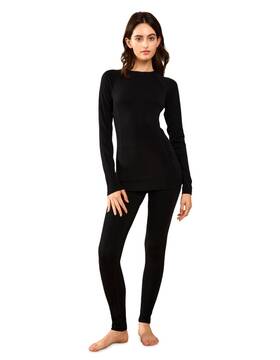 Leadhalo Wbl001-blk-m Midweight Merino Wool Base Layer Women Set Moisture Wicking Warm Womens The