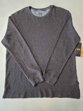 Lee 196614509074 Waffle Knit Thermal Long Sleeve Crew Neck Shirt Mens Size L Nwt Brown