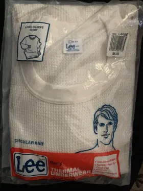 Lee 410014001175 New Old Stock Men S Thermal Underwear L 42-44 Nip Long Sleeve Shirt Vintage