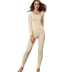 Liang Rou Ms860b-at Womens Scoop Neck Long Johns Ultra Thin Modal Thermal Underwear Top And Bottom