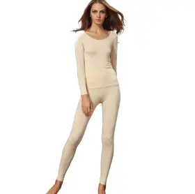 Ms860b-at Liang Rou Womens Scoop Neck Long Johns Ultra Thin Modal Thermal Underwear Top And Bottom