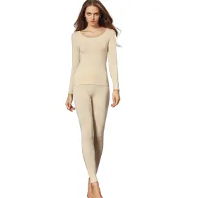 Ms861s-at Liang Rou Womens Crewneck Long Johns Ultra Thin Modal Thermal Underwear Top And Bottom S