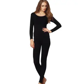 Ms861s-bk-xxl Liang Rou Womens Crewneck Long Johns Ultra Thin Modal Thermal Underwear Top And Bottom S