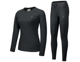 Dk1381bk00 Little Donkey Andy Womens Fleece Lined Thermals Underwear Set Base Layer Long Johns Cold Weathe