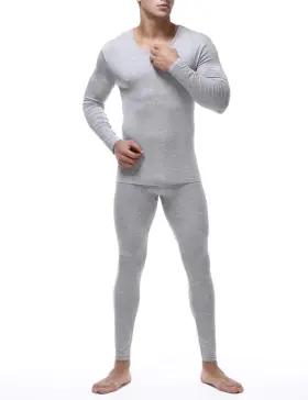 Locachy 131631290158 Mens Ultra Soft Thermal Underwear Set Stretchy Thin Modal Cotton Lon