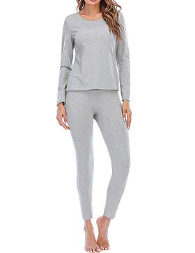 Locachy 131631321524 Cotton Thermal Underwear For Women Ultra Soft Long Johns Top And Bottom Set Gre