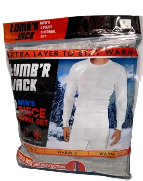 Lumbr Jack 814116010170 Long John Underwear Thermal 2 Piece Set Top Bottom Mens Large Gray