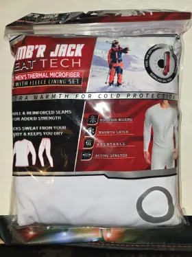 Lumbr Jack 814116017469 Lumb R White Thermal Underwear Mens Size Large Heat Tech 2 Piece Set