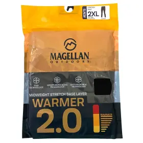 Xac9535 Magellan Outdoors Midweight Stretch Base Layer Pant Mens 2xl Black Activewear