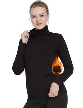 Mancyfit 11104blkm Thermal Top For Women Turtleneck Shirt Long Sleeve Undershirt Ultra Soft Flee