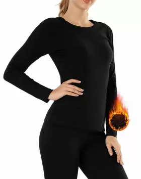 Mancyfit 881100013714 Thermal Underwear For Women Long Johns Set Fleece Lined Ultra Soft Black Larg