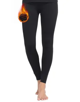 Mancyfit 881100079581 Thermal Leggings For Women Fleece Lined Pants Long Underwear Bottoms Black Large
