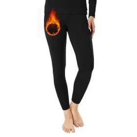 Mancyfit 881100102487 Thermal Pants For Women Fleece Lined Leggings Underwear Soft Bottoms Black