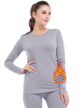 Mancyfit Mf0116 Thermal Underwear For Women Long Johns Set Fleece Lined Ultra Soft Light Gray