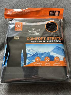 Medalist 766934097638 Mens Xxl 2xl Performance Baselayer Comfort Stretch Crew Shirt Brand New
