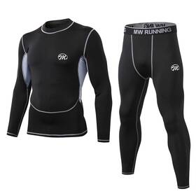 Meethoo 791313446004 X-large Mens Black Thermal Underwear Compression Set Fleece Lined Ski Gear