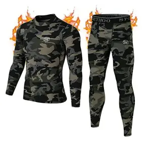 Meethoo 798044114486 Men S Thermal Underwear Set Compression Base Layer Sports Long Johns Fleece L
