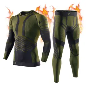 U12-green-xl Meethoo Mens Thermal Underwear Set Compression Base Layer Long Johns Winter Green