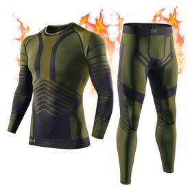Meethoo U12-green-xxl Mens Thermal Underwear Set Seamless Compression Base Layer Winter Cold Gear