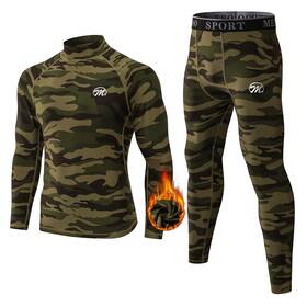Meethoo U3-1-y-camo-s Mens Compression Base Layers Long Johns Winter Gear With Fleece Lined For Sk