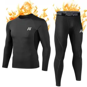 Meetwee 791306616834 Thermal Underwear For Men Winter Base Layer Set Tops And Long Johns Ski