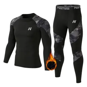 Meetwee 798044103329 Thermal Underwear For Men Fleece Lined Base Layer Set Cold Weather Ski Gear T