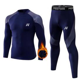 Meetwee U22-blue-xl Thermal Underwear For Men Fleece Lined Base Layer Set Cold Weather Ski Gear