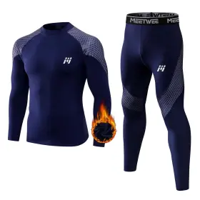 U22-blue-xl Meetwee Thermal Underwear For Men Fleece Lined Base Layer Set Cold Weather Ski Gear
