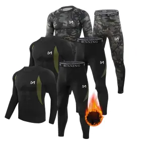 Meetyoo 738060705725 Thermal Underwear For Men 3 Sets Long Johns Fleece Lined Hunting Gear