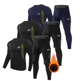 Meetyoo 738060705763 Thermal Underwear For Men 3 Sets Long Johns Fleece Lined Hunting Gear Bottom