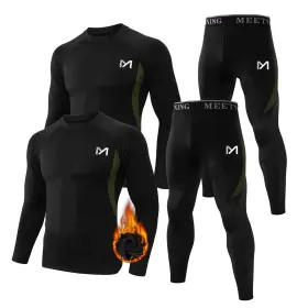 Meetyoo 738060982980 Thermal Underwear Mens Base Layer 2 Sets Long Johns Lined With Hunting Gear