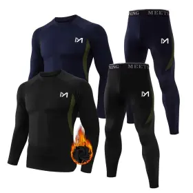 Meetyoo 738060983055 Thermal Underwear Mens Base Layer 2 Sets Long Johns Lined With Hunting Gear