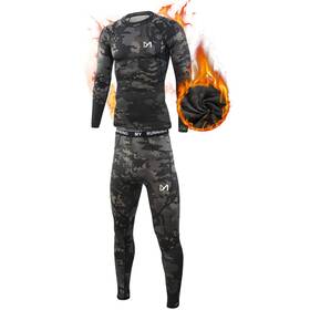 Meetyoo Myus-u1-camouflage-black-xl Mens Warm Thermal Underwear Set Long Johns Base Layer Skiing Running