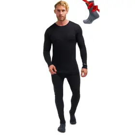 Merino.tech 062281015564 Wool Base Layer Mens Set - Midweight Heavyweight Lite Th