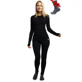 Merino.tech 062281015823 Wool Base Layer Women Set - Heavyweight Lite Midweight M