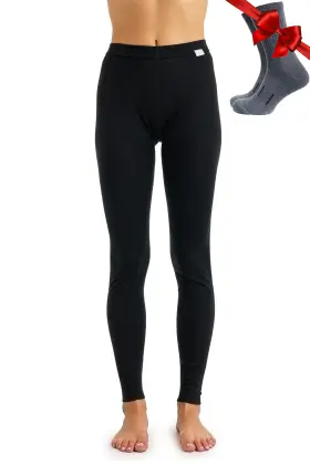Merino.tech 062281021978 Wool Womens Thermal Leggings Socks - Heavyweight Black Large
