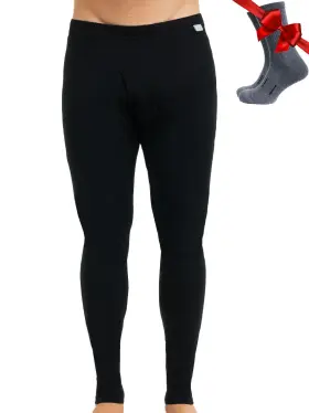 Merino.tech 062281022913 Mens Wool Thermal Bottoms Socks - Heavyweight Size Large Black