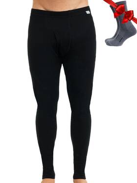 Merino.tech 062281022920 Mens 100 Wool Thermal Base Layer Pants Socks - X-large Black