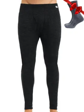 Merino.tech 062281022975 Wool Base Layer Mens Bottom Pants 100% Heavyweight Midwei